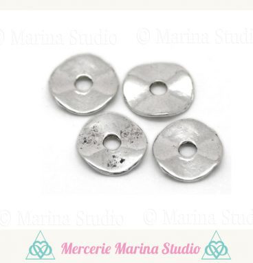 20 Perles intercalaires 9mm rondelles métal argent