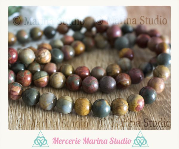 10 perles jaspe picasso 8mm ou 6mm perles naturelles veritable - reiki