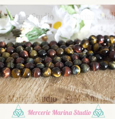 10 Perles mix oeil de tigre , taureau et faucon  8mm qualité A+