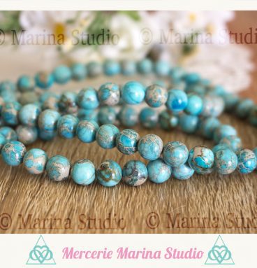 10 Perles jaspe ocean 8mm qualité extra