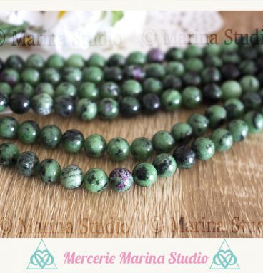 10 Perles anyolite rubis Zoisite 8mm ou 6mm