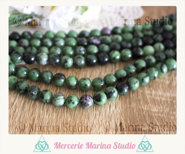 10 Perles anyolite rubis Zoisite 8mm ou 6mm