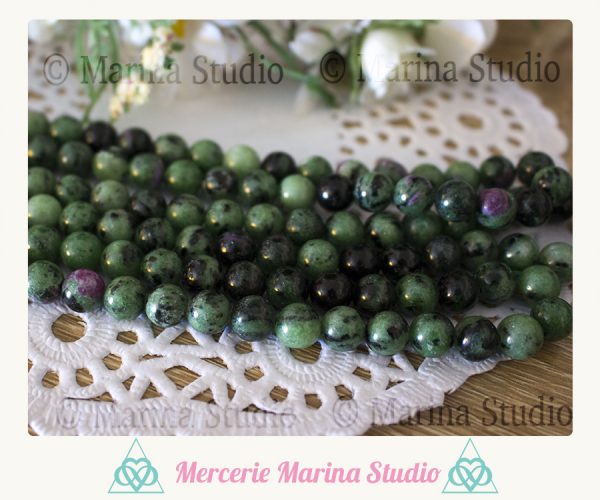 10 Perles anyolite rubis Zoisite 8mm ou 6mm – Image 2
