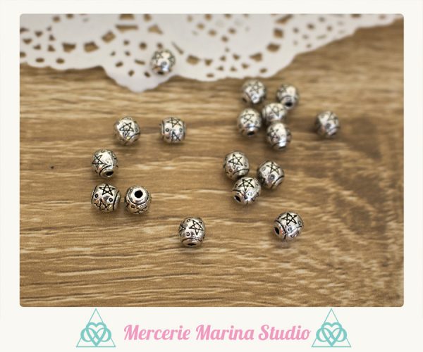 10 Perles rondes wicca 6mm