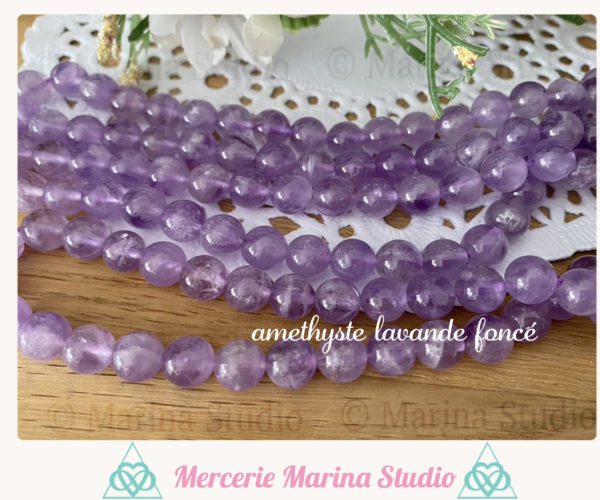 Lot de perles améthyste lavande 8mm ou 6mm non teintées, non chauffées * reiki * chakras healing