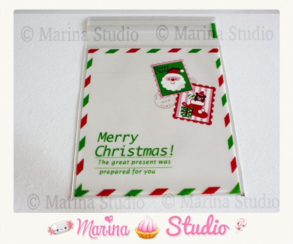 50 sachets nöel 13.9cm x 9.9cm pour cadeau, biscuits, rangement bijoux etc
