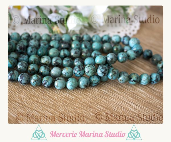 RARES 5 Perles en turquoise d'Afrique 8mm - rare - quantité limité
