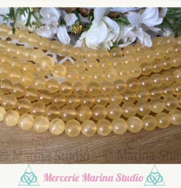 Lot de  Perles en aragonite calcite jaune 8mm ou 6mm