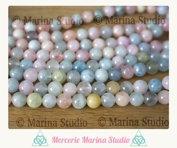 Perles morganite beryl 8mm ou 6mm perles naturelles, qualité A+ reiki * chakras