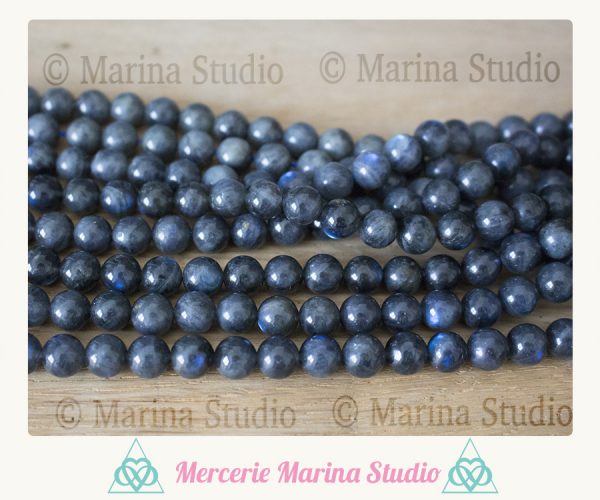 10 Perles en labradorite noire flash bleue 8mm ou 10mm * RARE *