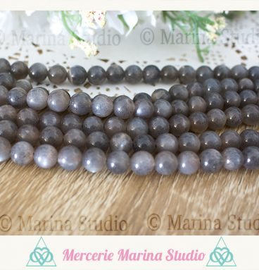 RARES 10 Perles en pierre de lune noire grise 8mm ou 6mm