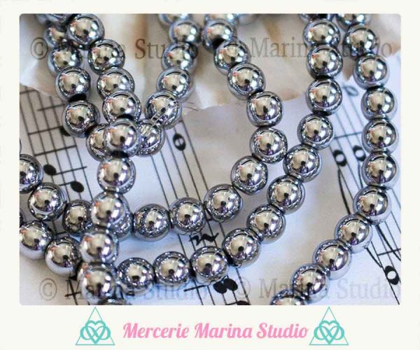 10 Perles plaquées Hematite 8mm ou 6mm pour bracelet shamballa
