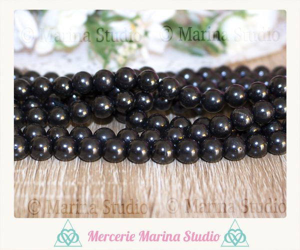 RARES 10 perles en shungite naturelle 8mm ou 6mm ou 4mm- pierre bouclier anti ondes