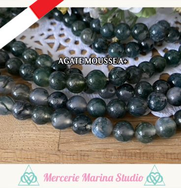 10 Perles agate mousse 8mm ou 6mm