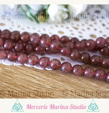 10 Perles quartz fraise 8mm ou 6mm - non teintées et non chauffées * reiki * chakras healing