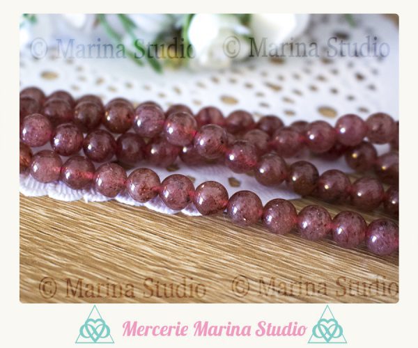 10 Perles quartz fraise 8mm ou 6mm - non teintées et non chauffées * reiki * chakras healing