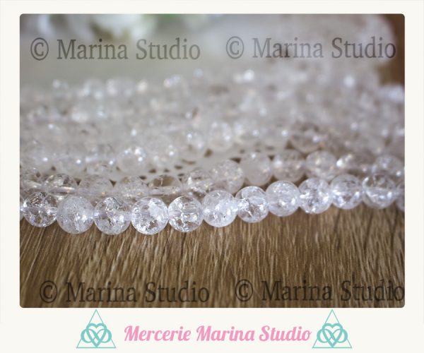 10 Perles en quartz craquelé 8mm ou 6mm