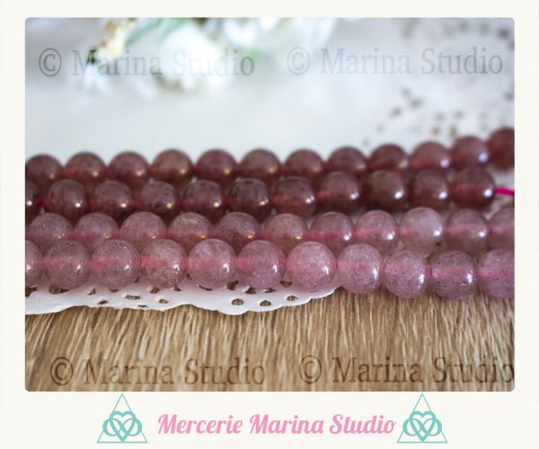 10 Perles quartz fraise 8mm ou 6mm - non teintées et non chauffées * reiki * chakras healing – Image 3