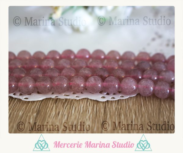 10 Perles quartz fraise 8mm ou 6mm - non teintées et non chauffées * reiki * chakras healing – Image 2