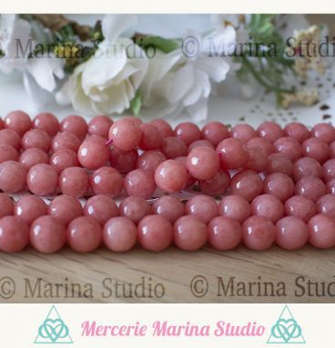 Enfilade jade à facettes blanc ou rose 8mm