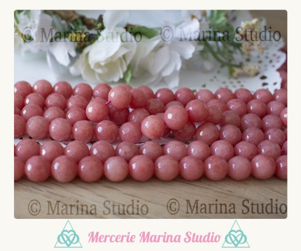 Enfilade jade à facettes blanc ou rose 8mm
