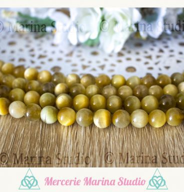 10 Perles oeil de tigre qualité A+