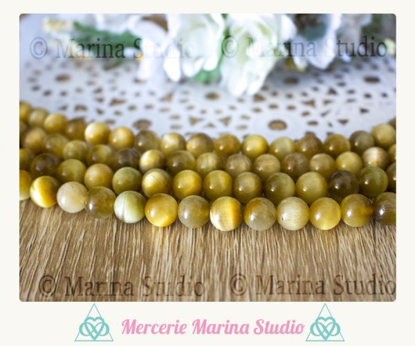 10 Perles oeil de tigre qualité A+