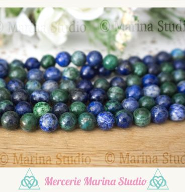 10 Perles en azurite malachite 8mm ou 6mm ou 10mm