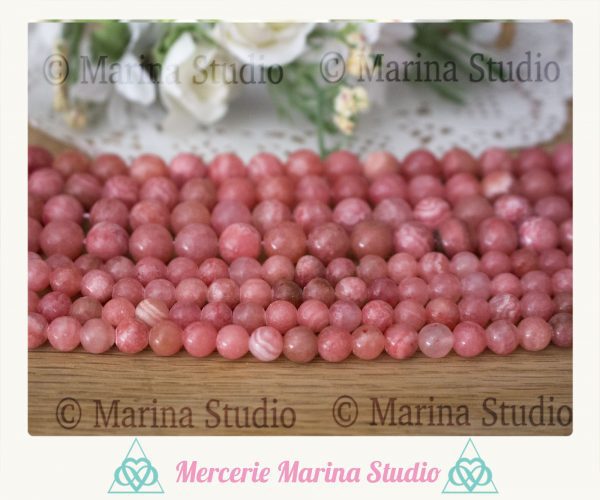 10 Perles en rhodochrosite  stabilisées (perles traitées)