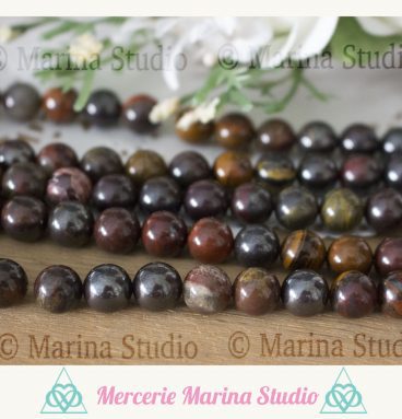 RARES * Perles en oeil de fer 8mm * non traitées Trou environ 1mm Origine: Brésil