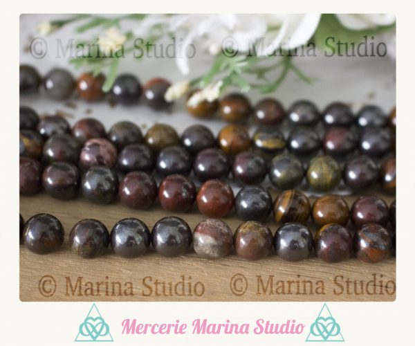 RARES * Perles en oeil de fer 8mm * non traitées Trou environ 1mm Origine: Brésil
