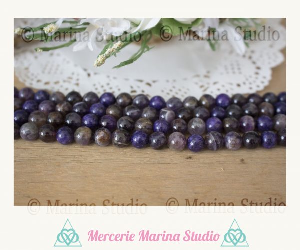 Perles en charoite 8mm et 6mm qualité AB – Image 3