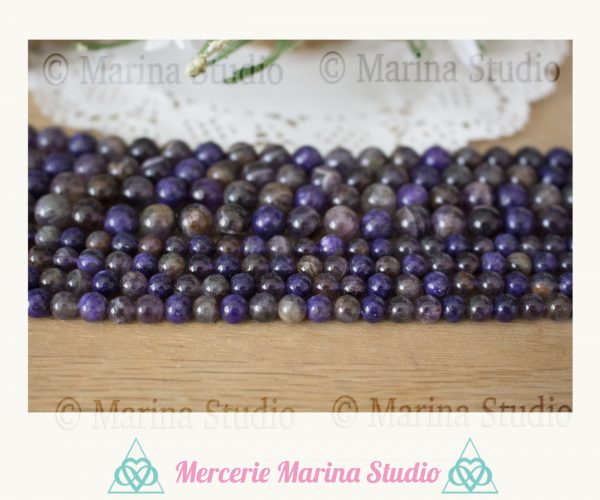 Perles en charoite 8mm et 6mm qualité AB