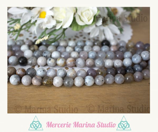 RARE: Perles en opale merlinite 8mm - reiki - chakras healing