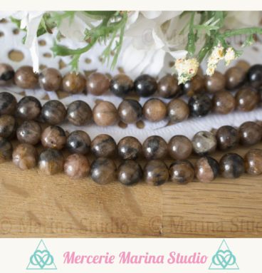 Lot de 10 perles en chiasolite 08mm naturelles andalousite