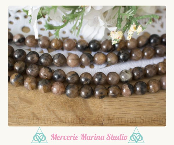 Lot de 10 perles en chiasolite 08mm naturelles andalousite