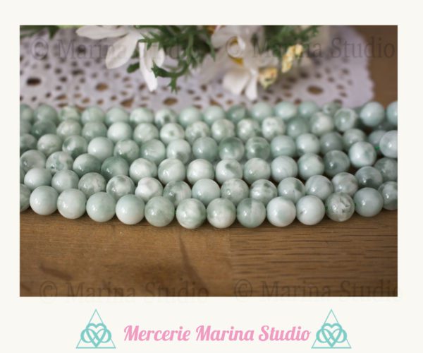RARE: 10 Perles en pierre de lune verte garnierite naturelles 8mm ou 6mm - reiki -chakras healing