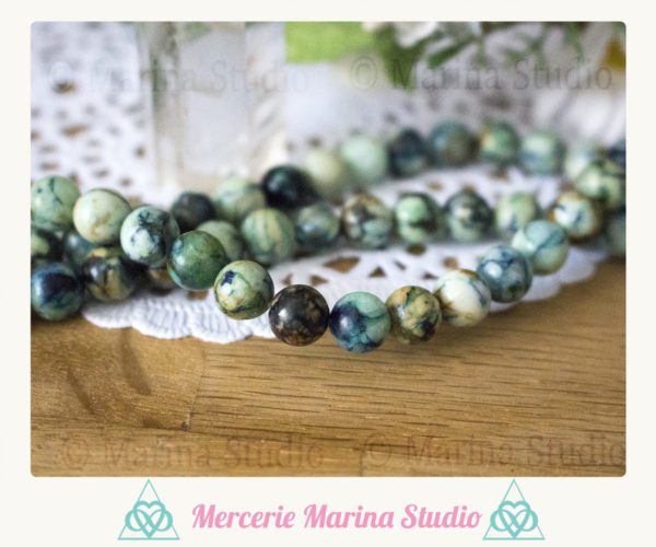RARE lot de 10 perles en chrysocolle 8mm d'Australie – Image 2