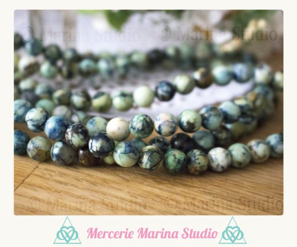 RARE lot de 10 perles en chrysocolle 8mm d'Australie