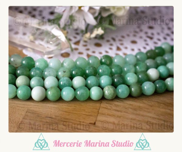 RARES Véritables perles en chrysoprase 8mm naturelles