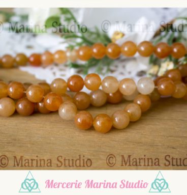 Lot de 10 perles en aventurine orange 8mm ou 6mm naturelles
