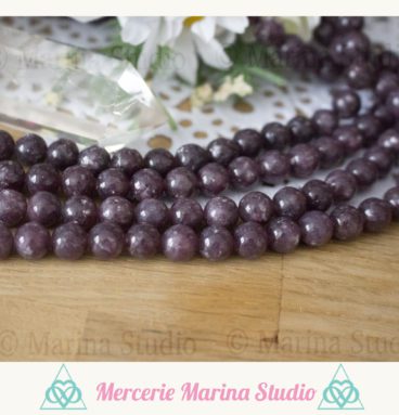 RARE Lot de 10 perles en lépidolite qualité Extra