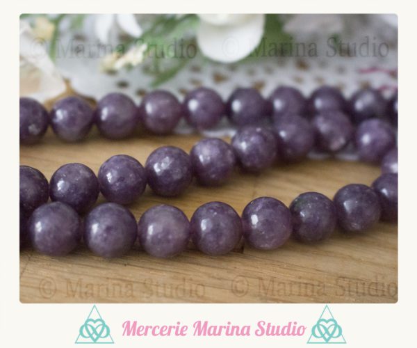 RARE Lot de 10 perles en lépidolite qualité Extra – Image 3