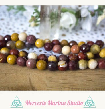 Lot de 10 perles en mookaite à facettes qualité A+ 8mm