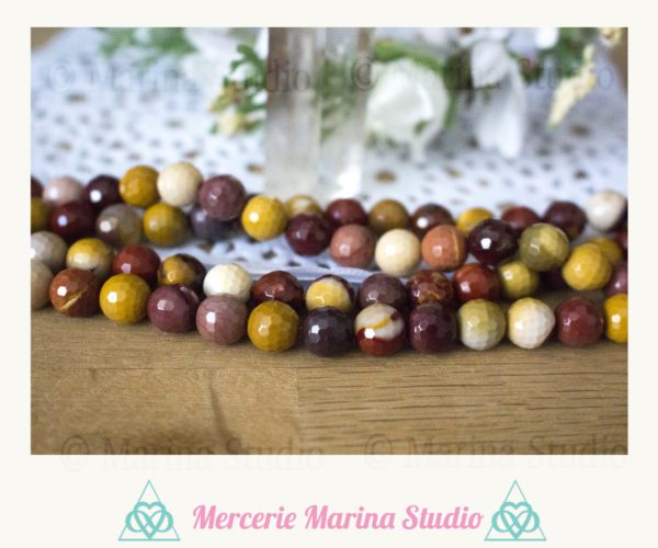 Lot de 10 perles en mookaite à facettes qualité A+ 8mm