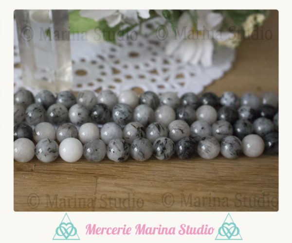 Lot de 10 perles en quartz rutilé qualité A+ – Image 2