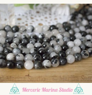 10 perles quartz rutilé tourmaline 8mm ou 6mm