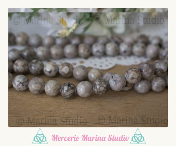 Lot de 10 perles en crinoïde 8mm ou 6mm perles corail fossile – Image 2