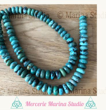 Enfilade turquoise Hubei taillée à la main 40 cm