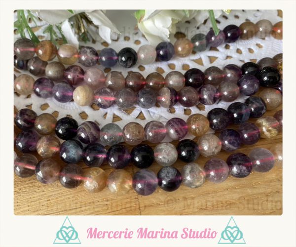 10 Perles en fluorite violette 8mm qualité AB